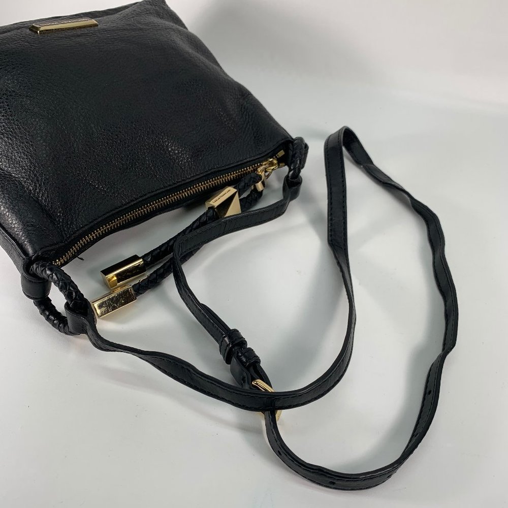 Michael Kors Black Pebbled Leather Small Braided Zipper Crossbody Bag - Picture 9 of 12